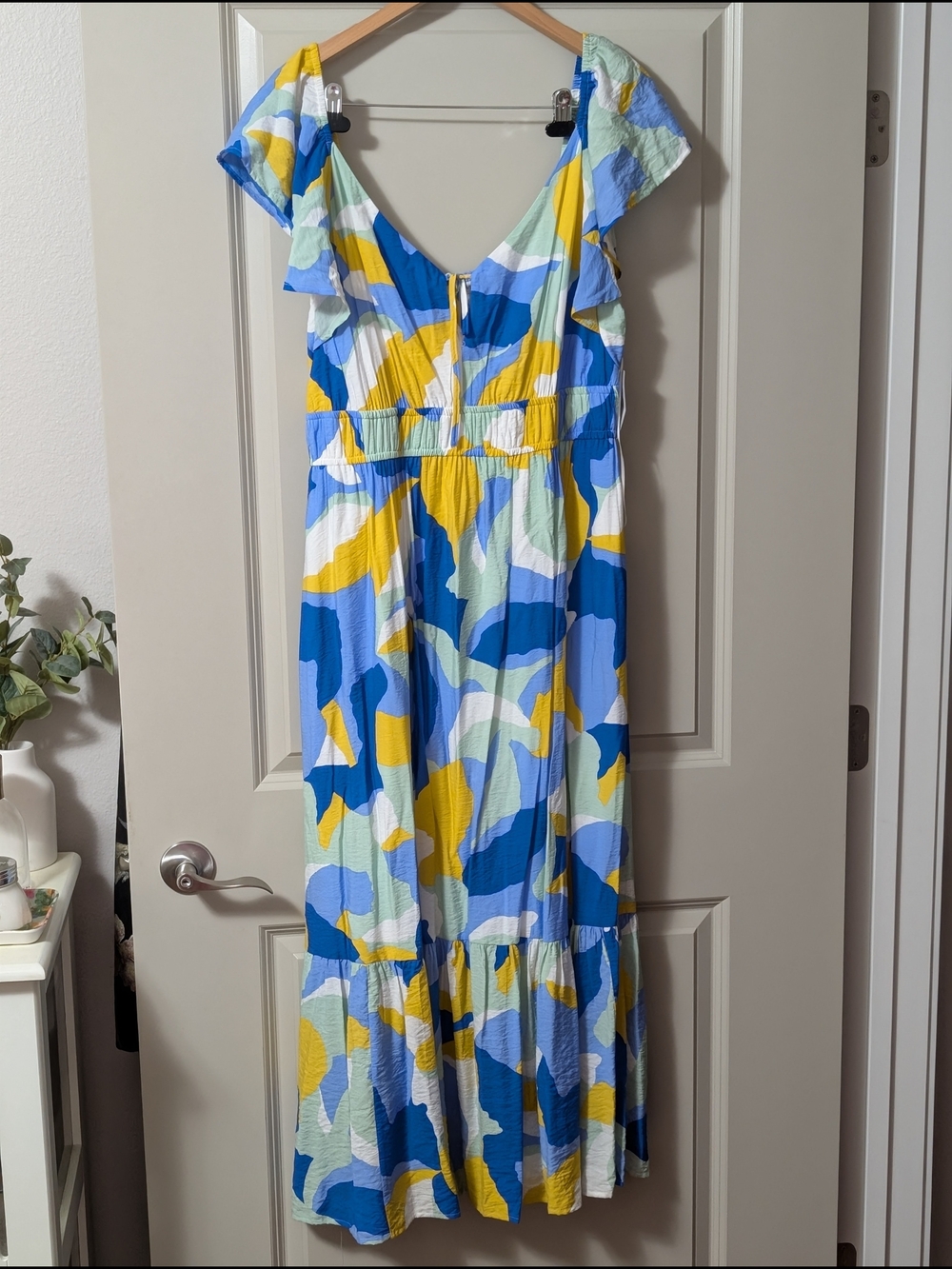Bright Abstract Blue + Yellow Maxi Dress